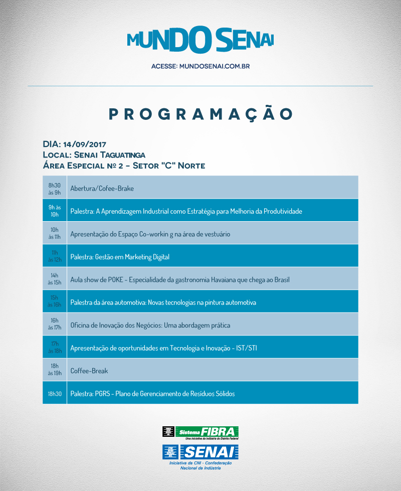 Mundo Senai 2017 terá participação do Sesi-DF